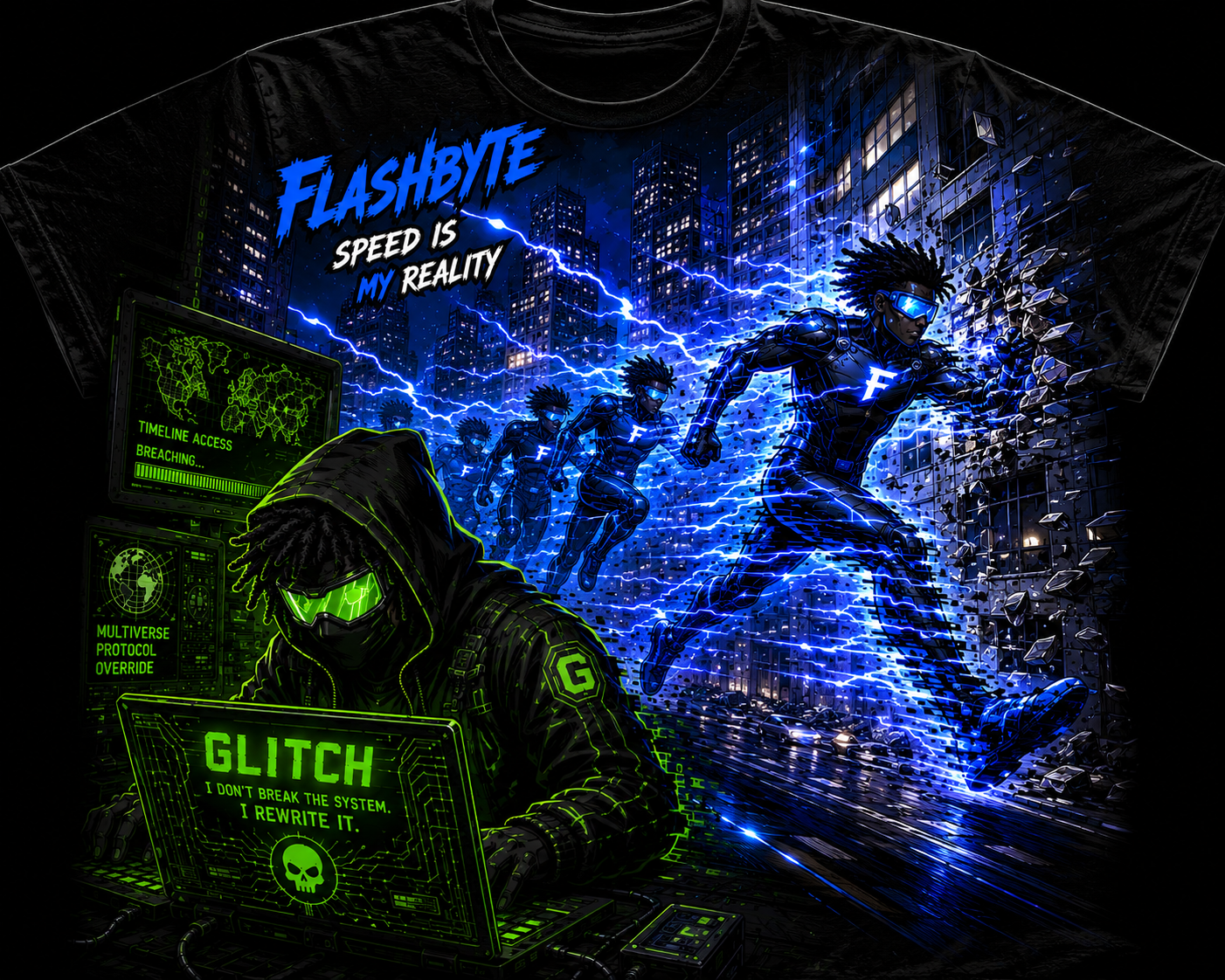 Flashbyte vs Glitch J Force tee in Black